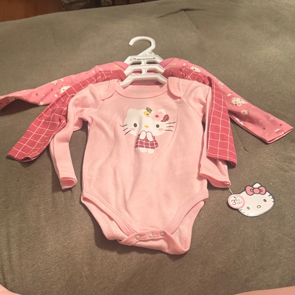 Hello Kitty Sanrio 3 piece bundle long sleeve onesie NWT